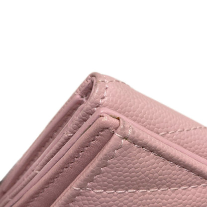 YVES SAINT LAURENT イヴ・サンローラン Vステッチ コンパクトウォレット 二つ折り財布（小銭入れあり） カーフ レディース 中古