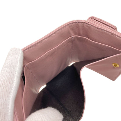 YVES SAINT LAURENT イヴ・サンローラン Vステッチ コンパクトウォレット 二つ折り財布（小銭入れあり） カーフ レディース 中古