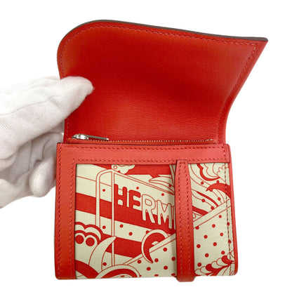 HERMES エルメス アヴェックソワ シルバー金具 二つ折り財布（小銭入れあり） シルク レディース 中古