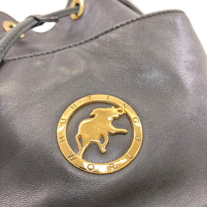 HUNTING WORLD ハンティングワールド 巾着 ロゴ ショルダーバッグ レザー レディース 中古