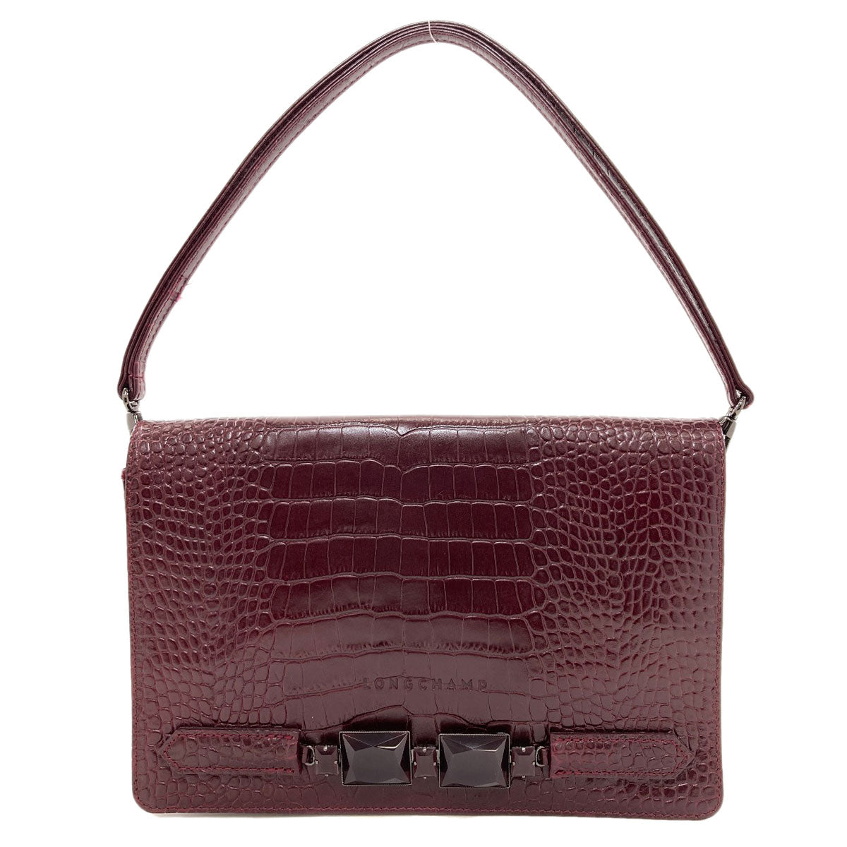Longchamp ロンシャン 型押し ケイト・モス ショルダーバッグ レザー レディース 中古