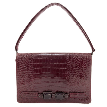 Longchamp ロンシャン 型押し ケイト・モス ショルダーバッグ レザー レディース 中古