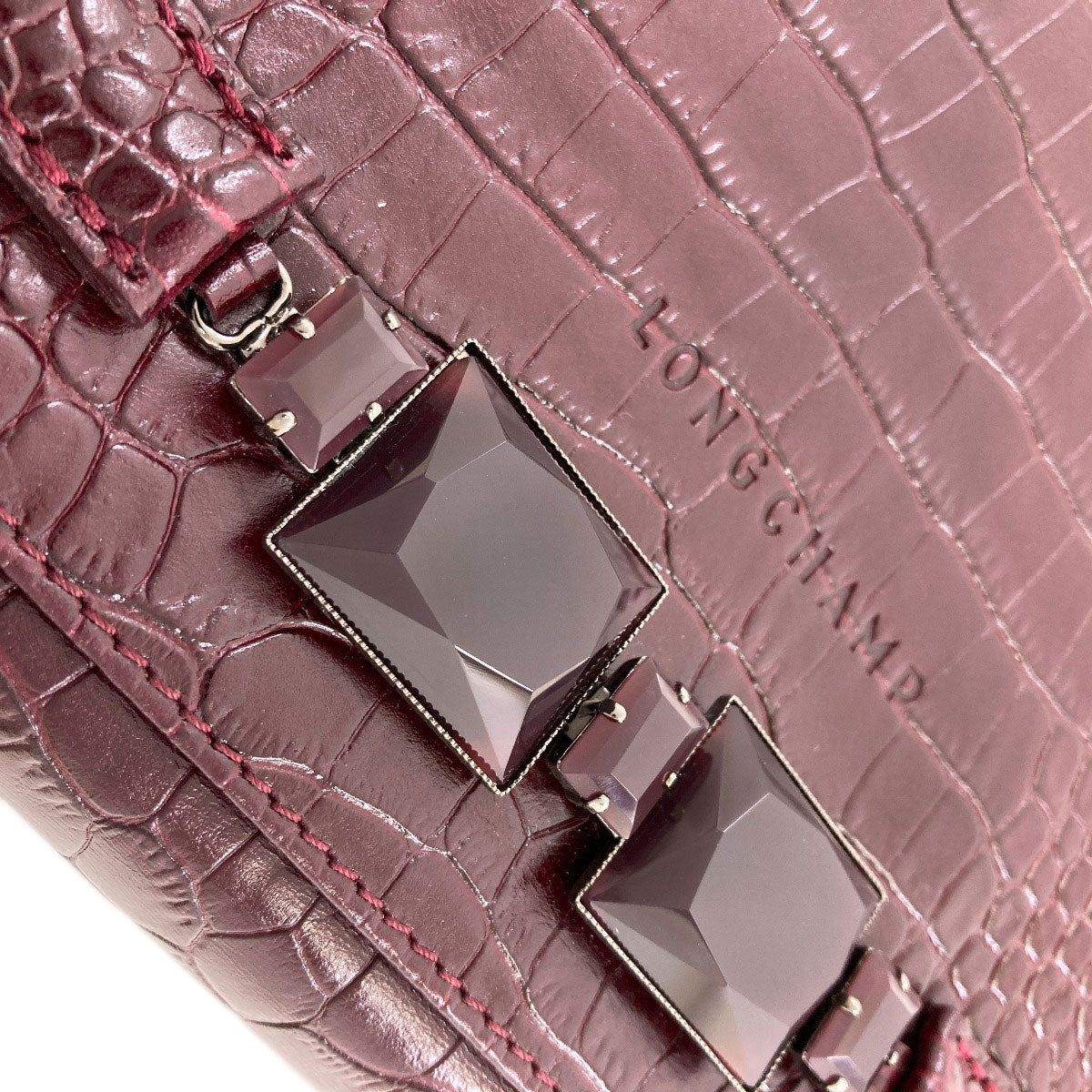 Longchamp ロンシャン 型押し ケイト・モス ショルダーバッグ レザー レディース 中古