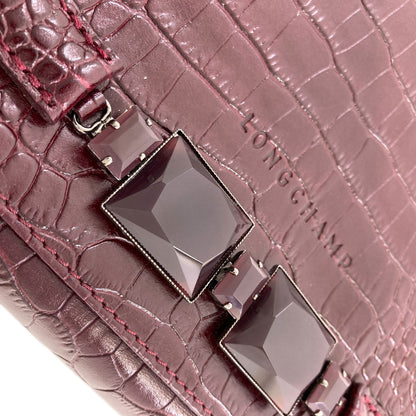 Longchamp ロンシャン 型押し ケイト・モス ショルダーバッグ レザー レディース 中古