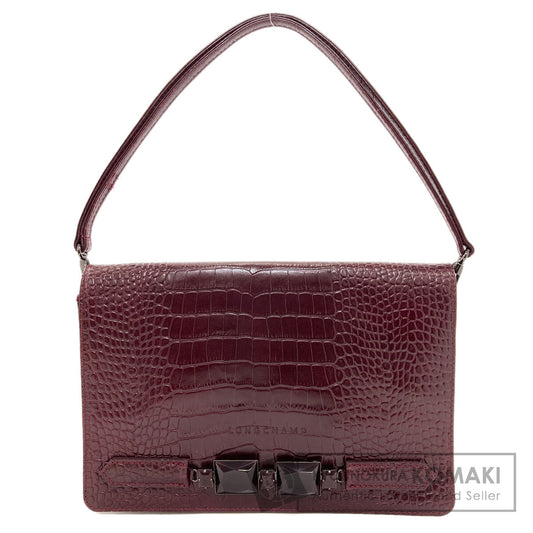 Longchamp ロンシャン 型押し ケイト・モス ショルダーバッグ レザー レディース 中古