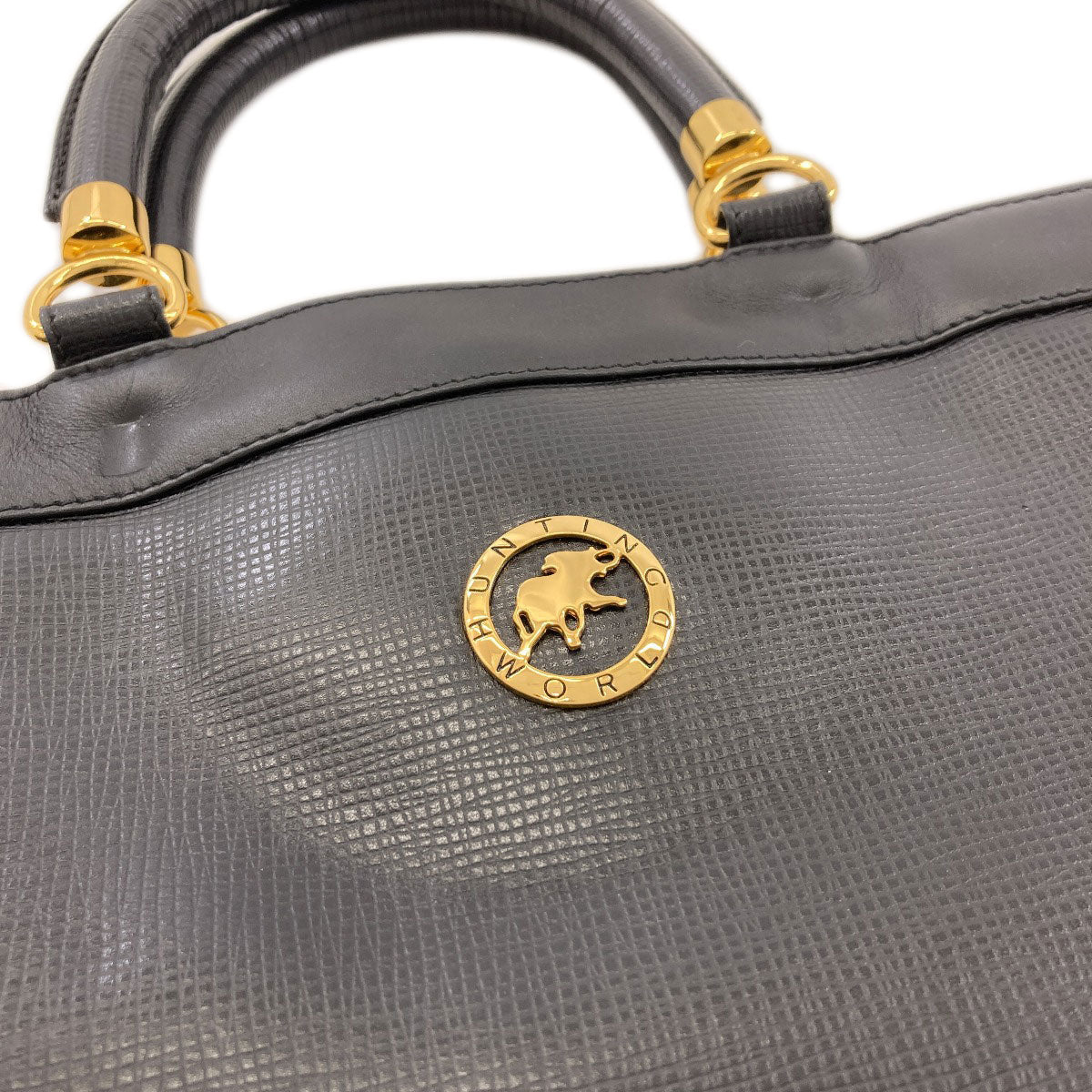 HUNTING WORLD ハンティングワールド ロゴ ハンドバッグ レザー レディース 中古