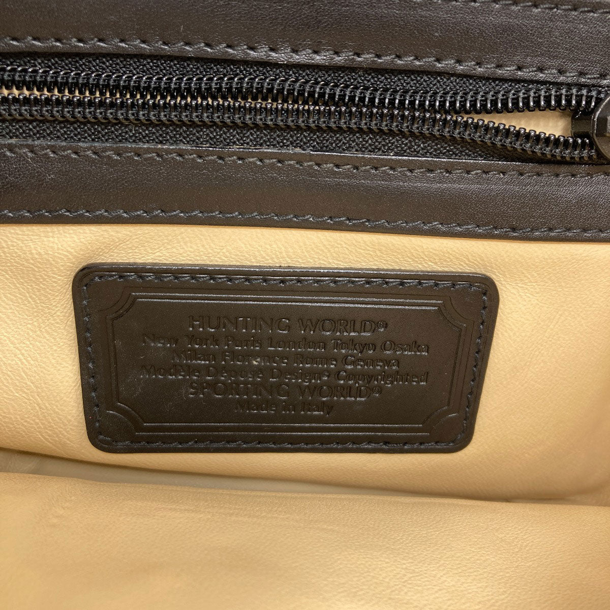 HUNTING WORLD ハンティングワールド ロゴ ハンドバッグ レザー レディース 中古