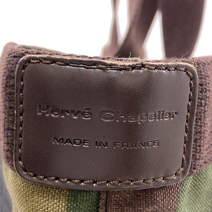 Herve Chapelier エルベ・シャプリエ 舟形トート カモフラージュ柄 ハンドバッグ キャンバス レディース 中古