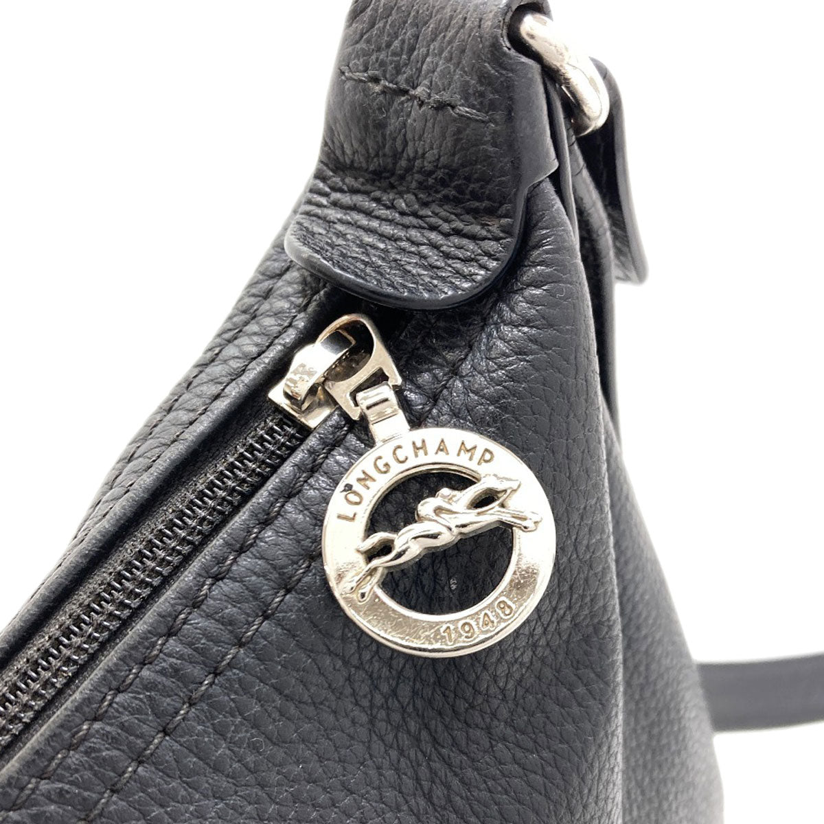 Longchamp ロンシャン ロゴ ショルダーバッグ レザー レディース 中古