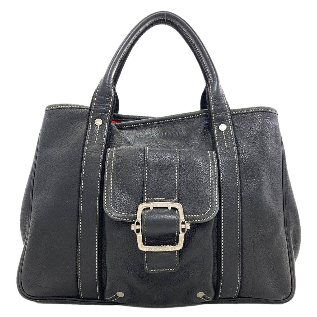 Longchamp ロンシャン ロゴ ハンドバッグ レザー レディース 中古