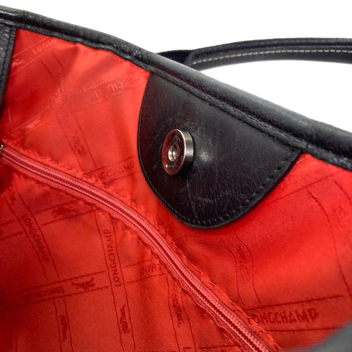 Longchamp ロンシャン ロゴ ハンドバッグ レザー レディース 中古