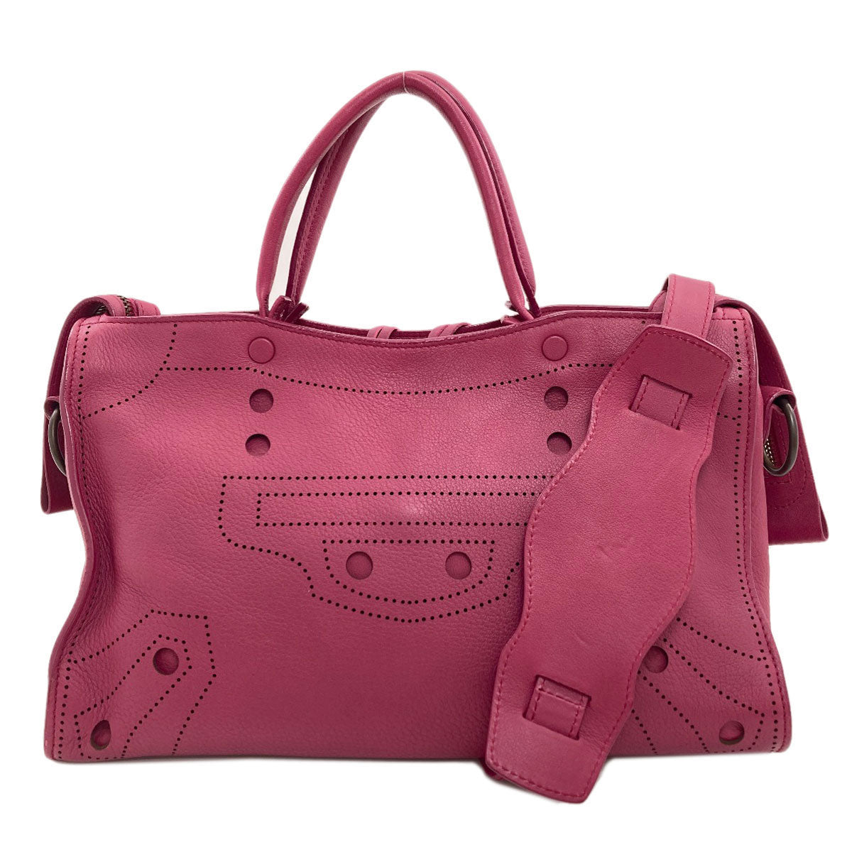 BALENCIAGA バレンシアガ 443516 ブラックアウト シティ 2WAY ハンドバッグ カーフ レディース 中古