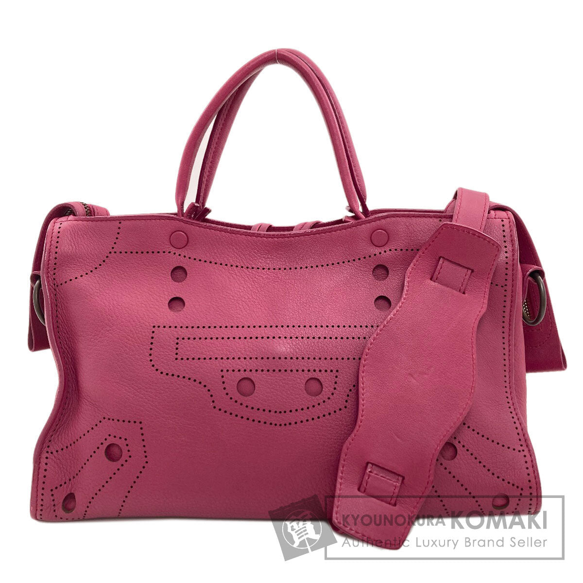 BALENCIAGA バレンシアガ 443516 ブラックアウト シティ 2WAY ハンドバッグ カーフ レディース 中古