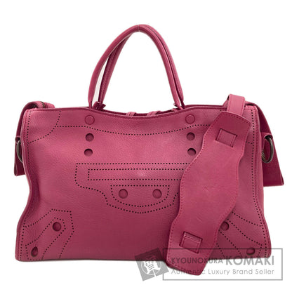 BALENCIAGA バレンシアガ 443516 ブラックアウト シティ 2WAY ハンドバッグ カーフ レディース 中古