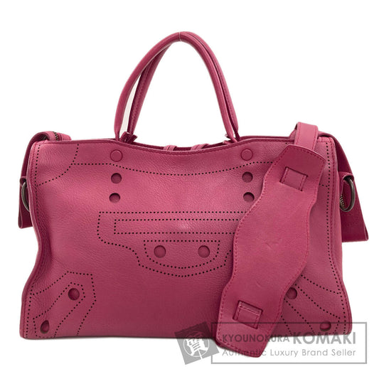 BALENCIAGA バレンシアガ 443516 ブラックアウト シティ 2WAY ハンドバッグ カーフ レディース 中古