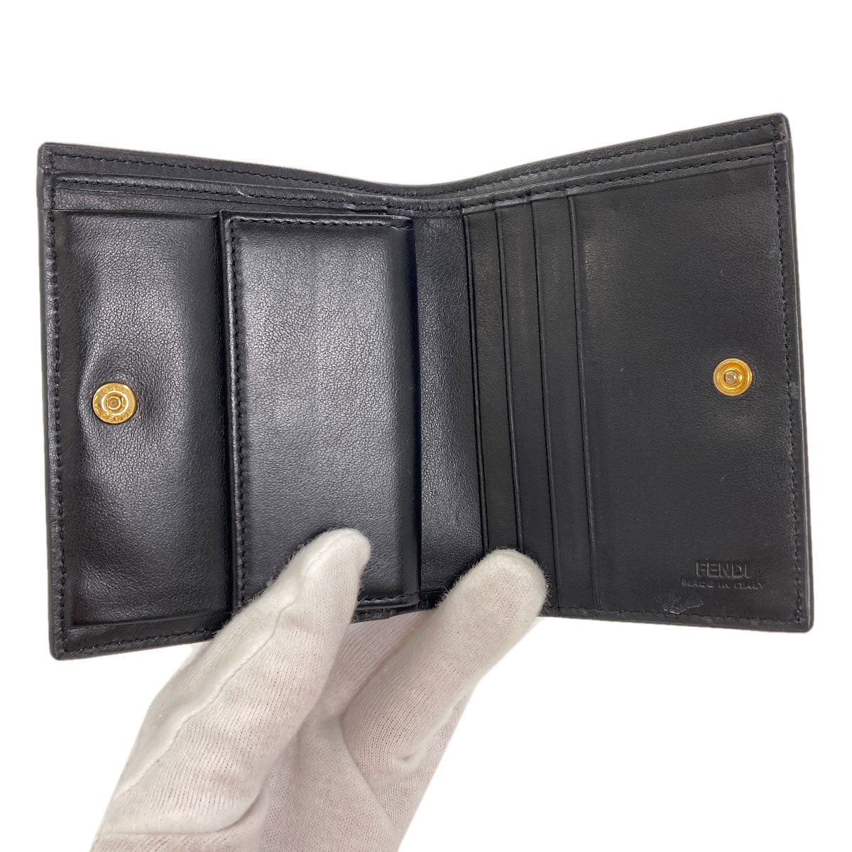 FENDI フェンディ ロゴ 二つ折り財布（小銭入れあり） レザー レディース 中古