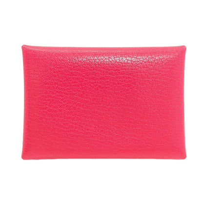 HERMES エルメス カルヴィ デュオ ローズエクストリーム シルバー金具 カードケース シェーブル レディース 中古