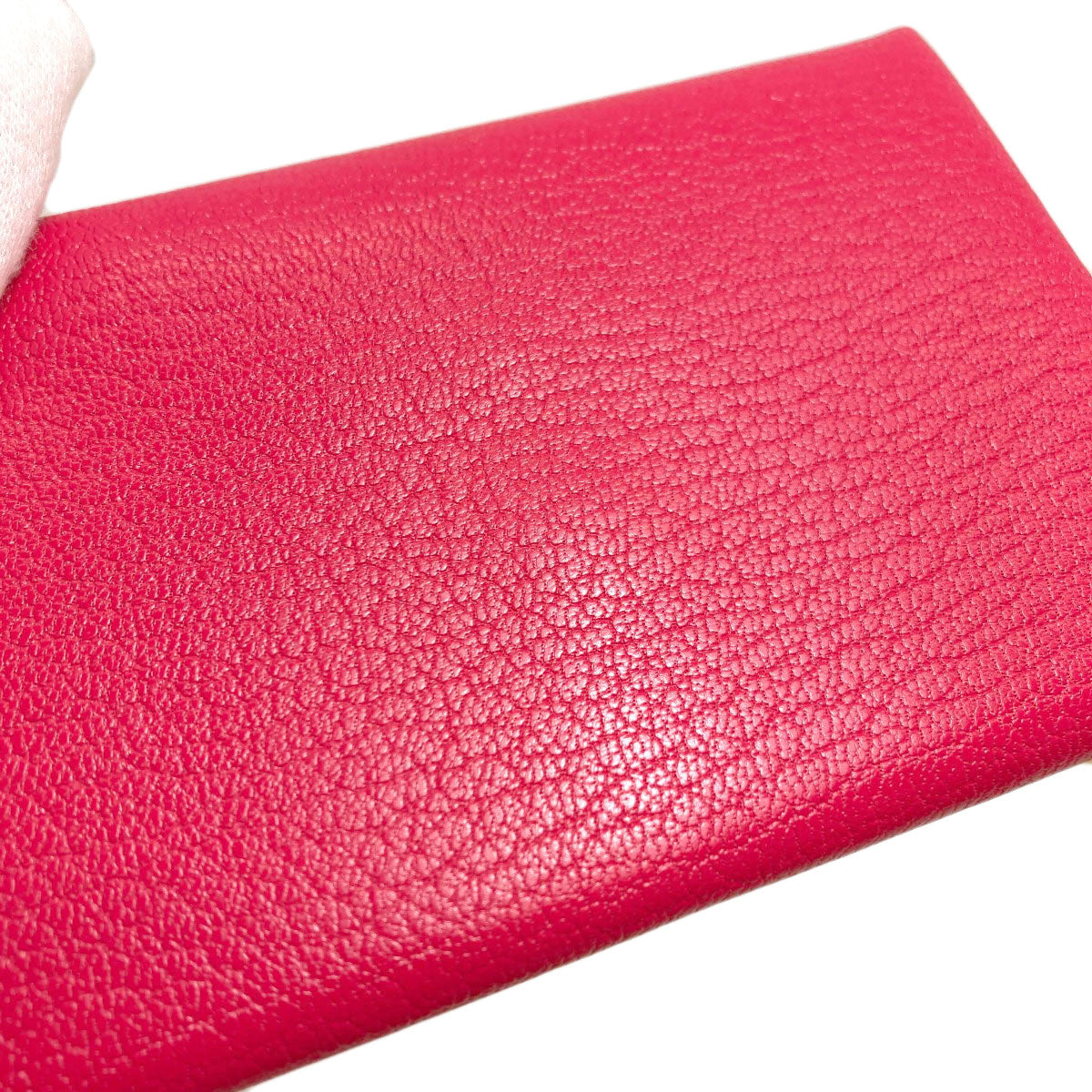 HERMES エルメス カルヴィ デュオ ローズエクストリーム シルバー金具 カードケース シェーブル レディース 中古