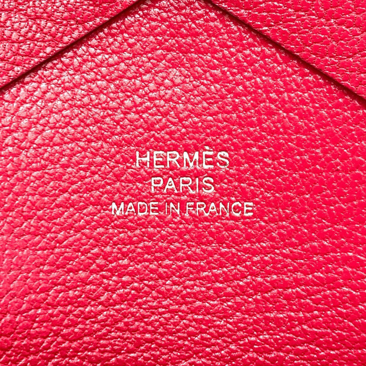 HERMES エルメス カルヴィ デュオ ローズエクストリーム シルバー金具 カードケース シェーブル レディース 中古