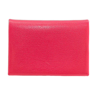 HERMES エルメス カルヴィ デュオ ローズエクストリーム シルバー金具 カードケース シェーブルシャムキラ レディース 中古