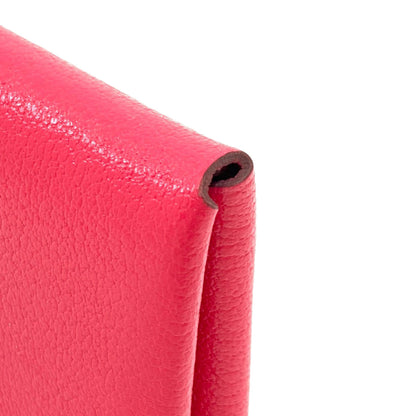 HERMES エルメス カルヴィ デュオ ローズエクストリーム シルバー金具 カードケース シェーブルシャムキラ レディース 中古