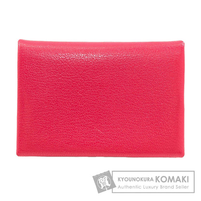 HERMES エルメス カルヴィ デュオ ローズエクストリーム シルバー金具 カードケース シェーブルシャムキラ レディース 中古