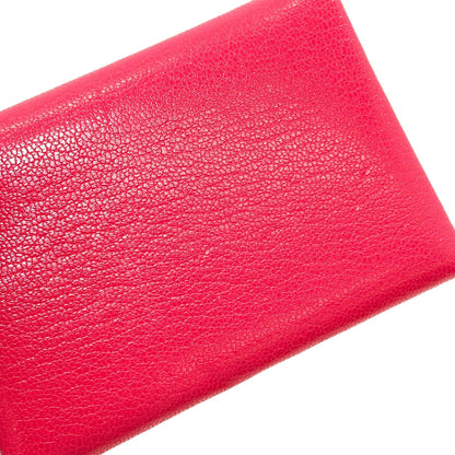 HERMES エルメス カルヴィ デュオ ローズエクストリーム シルバー金具 カードケース シェーブル レディース 中古