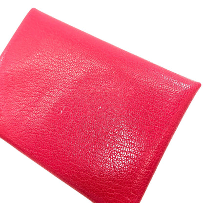HERMES エルメス カルヴィ デュオ ローズエクストリーム シルバー金具 カードケース シェーブル レディース 中古