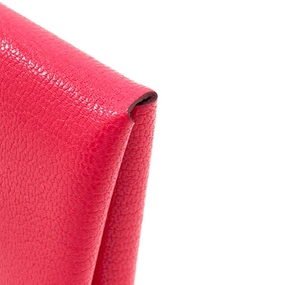 HERMES エルメス カルヴィ デュオ ローズエクストリーム シルバー金具 カードケース シェーブル レディース 中古