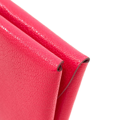 HERMES エルメス カルヴィ デュオ ローズエクストリーム シルバー金具 カードケース シェーブル レディース 中古