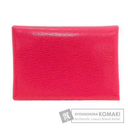 HERMES エルメス カルヴィ デュオ ローズエクストリーム シルバー金具 カードケース シェーブル レディース 中古