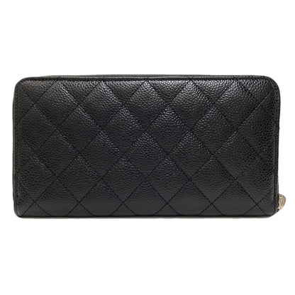 CHANEL シャネル マトラッセ ココマーク シルバー金具 長財布（小銭入れあり） グレインド カーフスキン レディース 中古