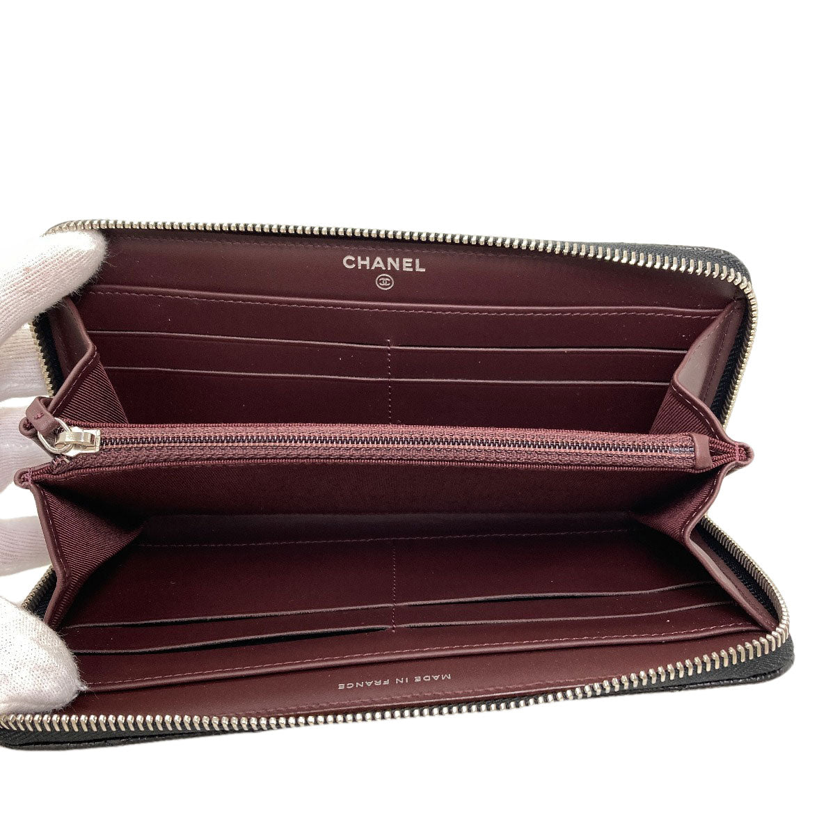 CHANEL シャネル マトラッセ ココマーク シルバー金具 長財布（小銭入れあり） グレインド カーフスキン レディース 中古