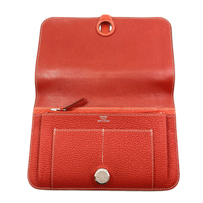 HERMES エルメス ドゴンGM デュオ シルバー金具 長財布（小銭入れあり） カーフ レディース 中古