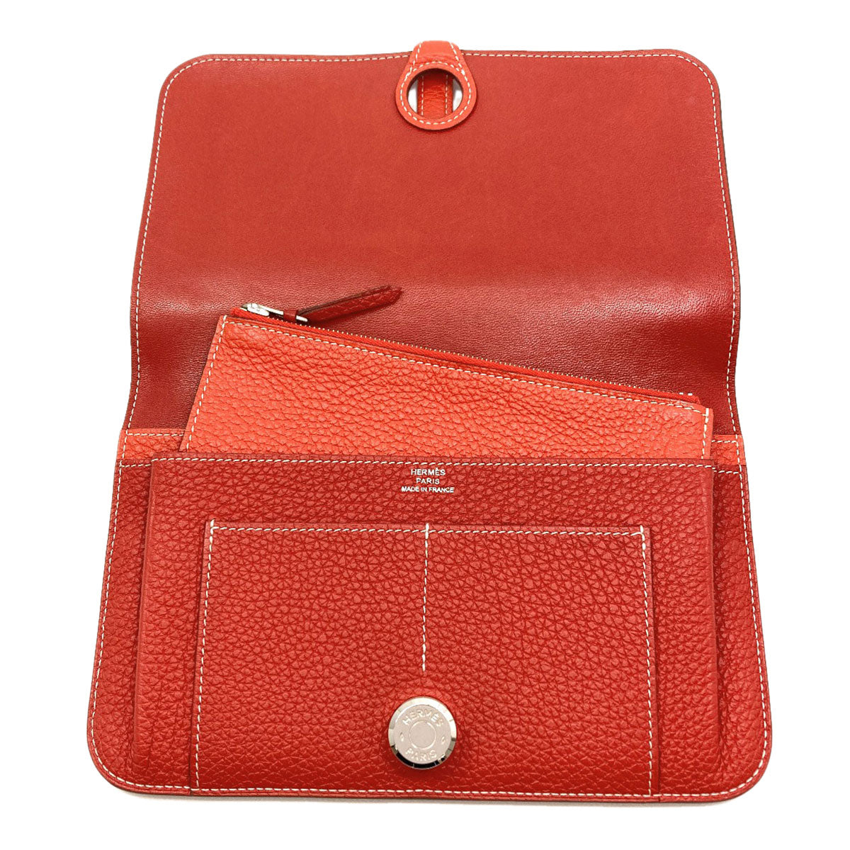 HERMES エルメス ドゴンGM デュオ シルバー金具 長財布（小銭入れあり） カーフ レディース 中古