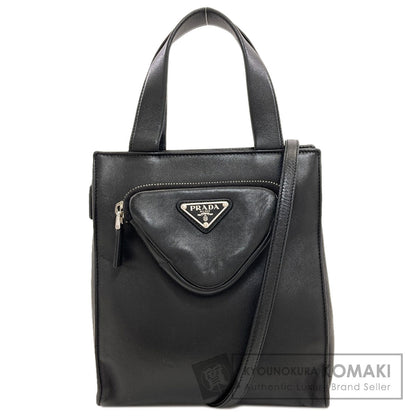 PRADA プラダ ロゴ金具 ハンドバッグ ラムスキン レディース 中古