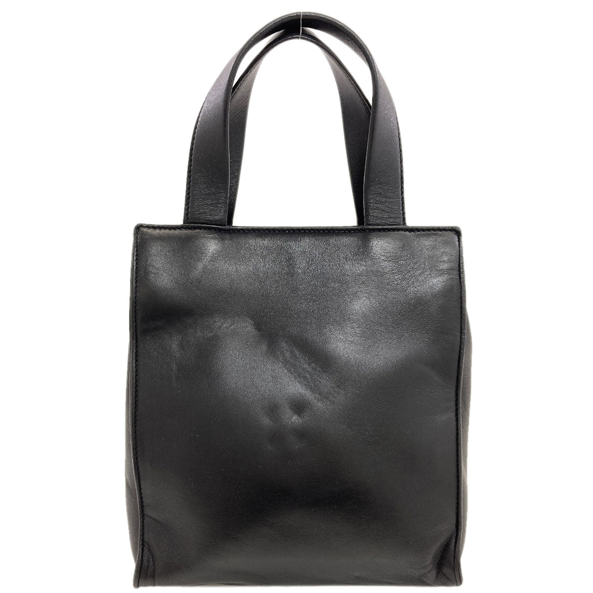 PRADA プラダ ロゴ金具 ハンドバッグ ラムスキン レディース 中古