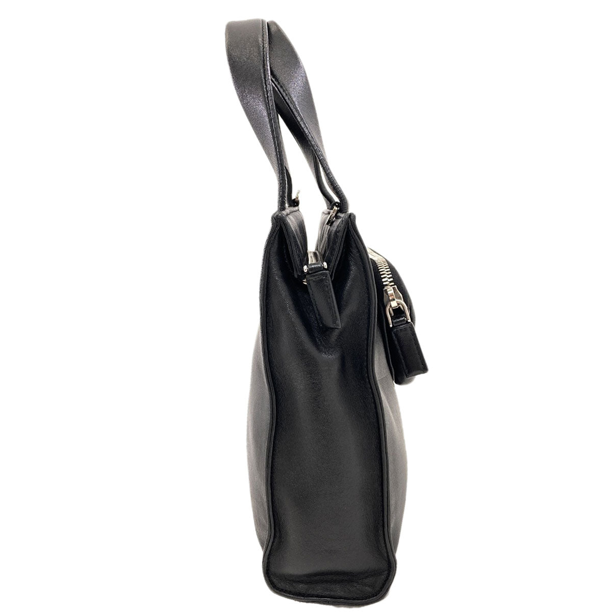 PRADA プラダ ロゴ金具 ハンドバッグ ラムスキン レディース 中古