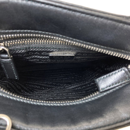 PRADA プラダ ロゴ金具 ハンドバッグ ラムスキン レディース 中古