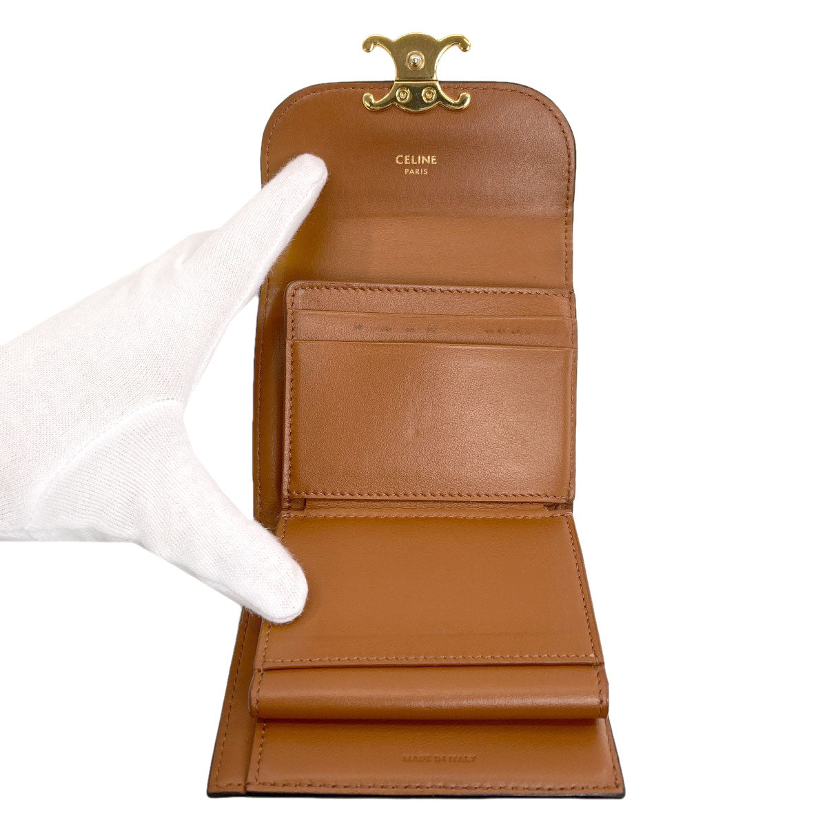 CELINE セリーヌ トリオンフ フラップ 三つ折り 二つ折り財布（小銭入れあり） PVC レディース 中古