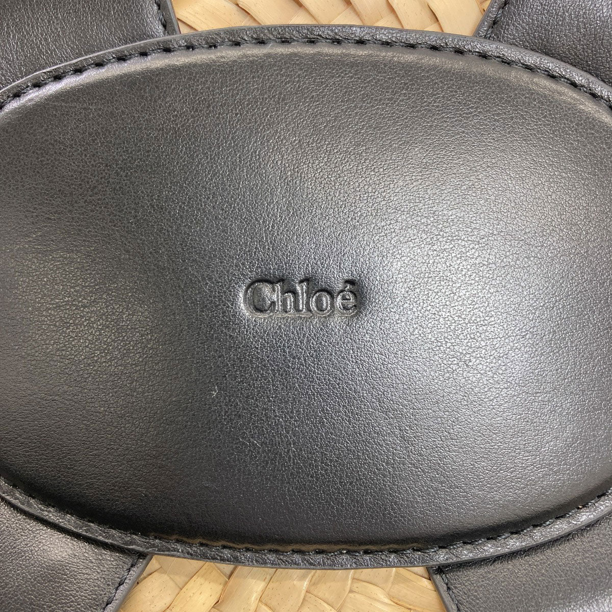 CHLOE クロエ センス スモール バスケット 2WAY ハンドバッグ ラフィア レディース 中古