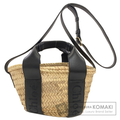 CHLOE クロエ センス スモール バスケット 2WAY ハンドバッグ ラフィア レディース 中古