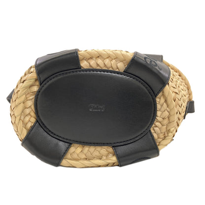CHLOE クロエ センス スモール バスケット 2WAY ハンドバッグ ラフィア レディース 中古