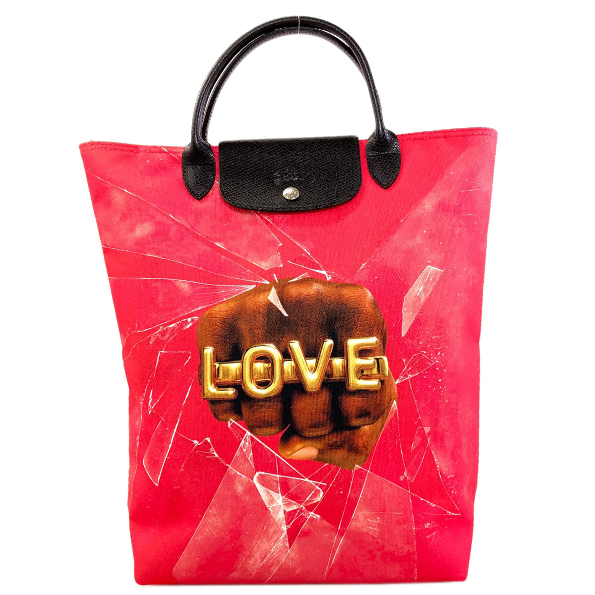 Longchamp ロンシャン ロバートインディアナコラボ ハンドバッグ キャンバス レディース 中古