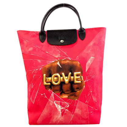 Longchamp ロンシャン ロバートインディアナコラボ ハンドバッグ キャンバス レディース 中古