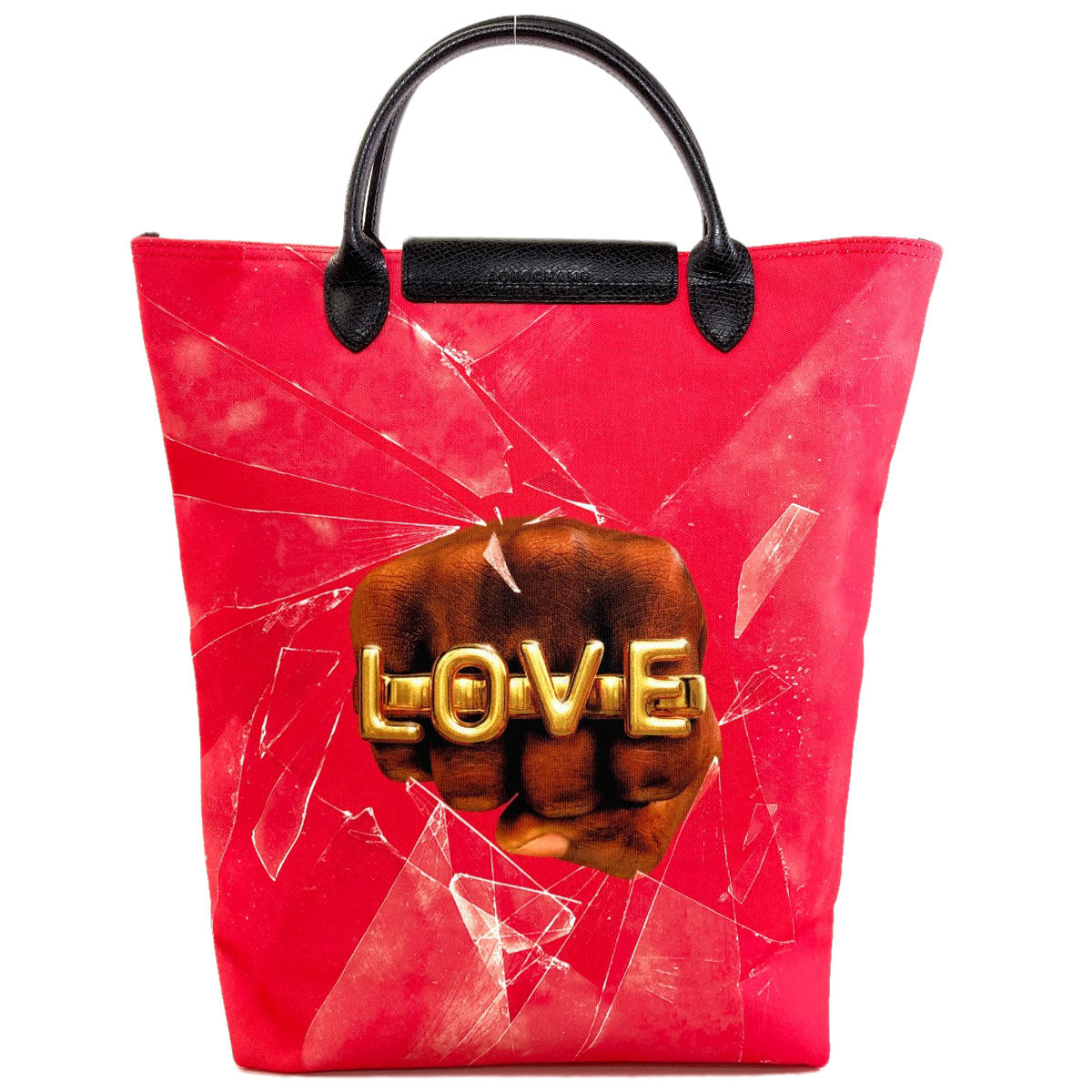 Longchamp ロンシャン ロバートインディアナコラボ ハンドバッグ キャンバス レディース 中古