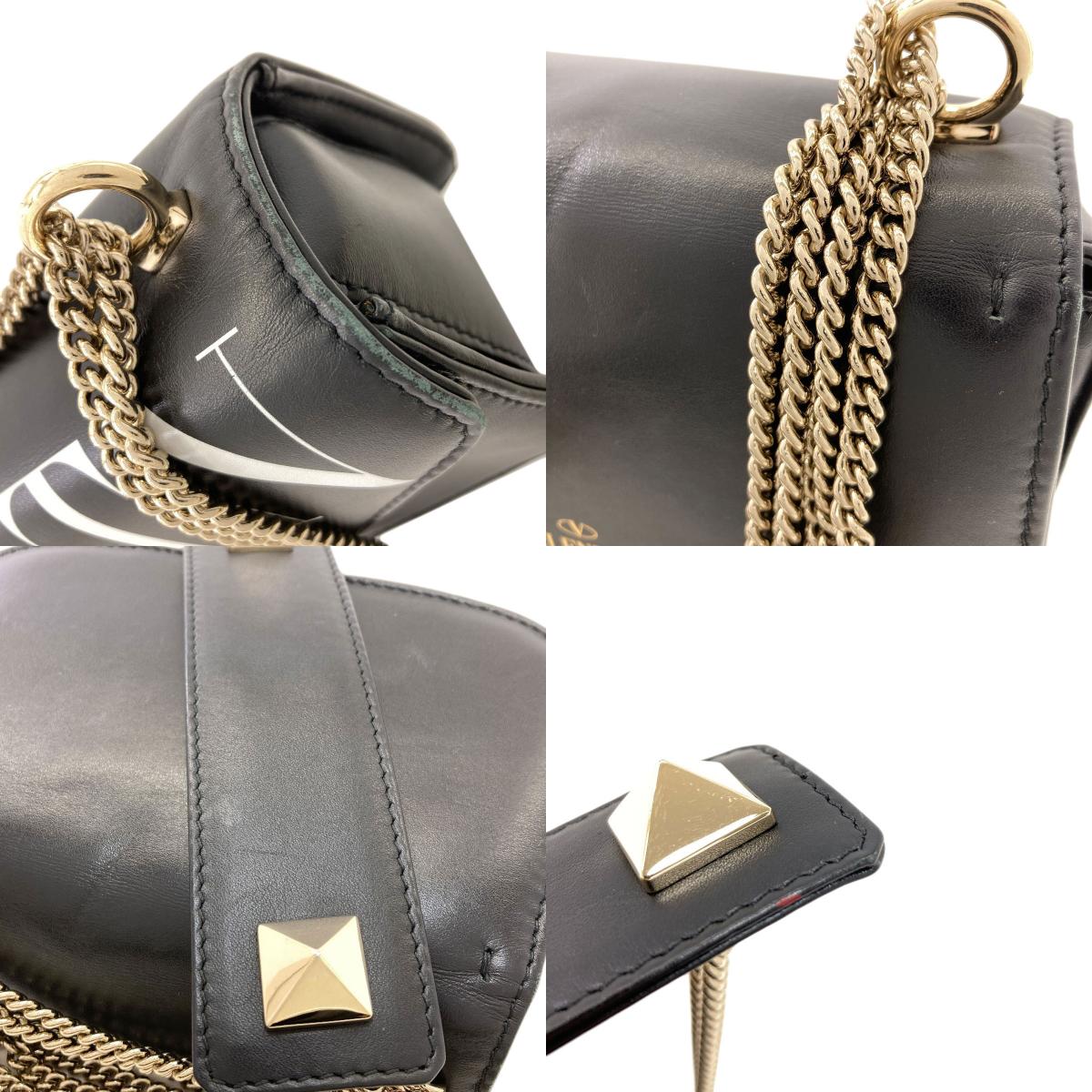 VALENTINO バレンティノ VLTNロゴ ショルダーバッグ レザー レディース 中古