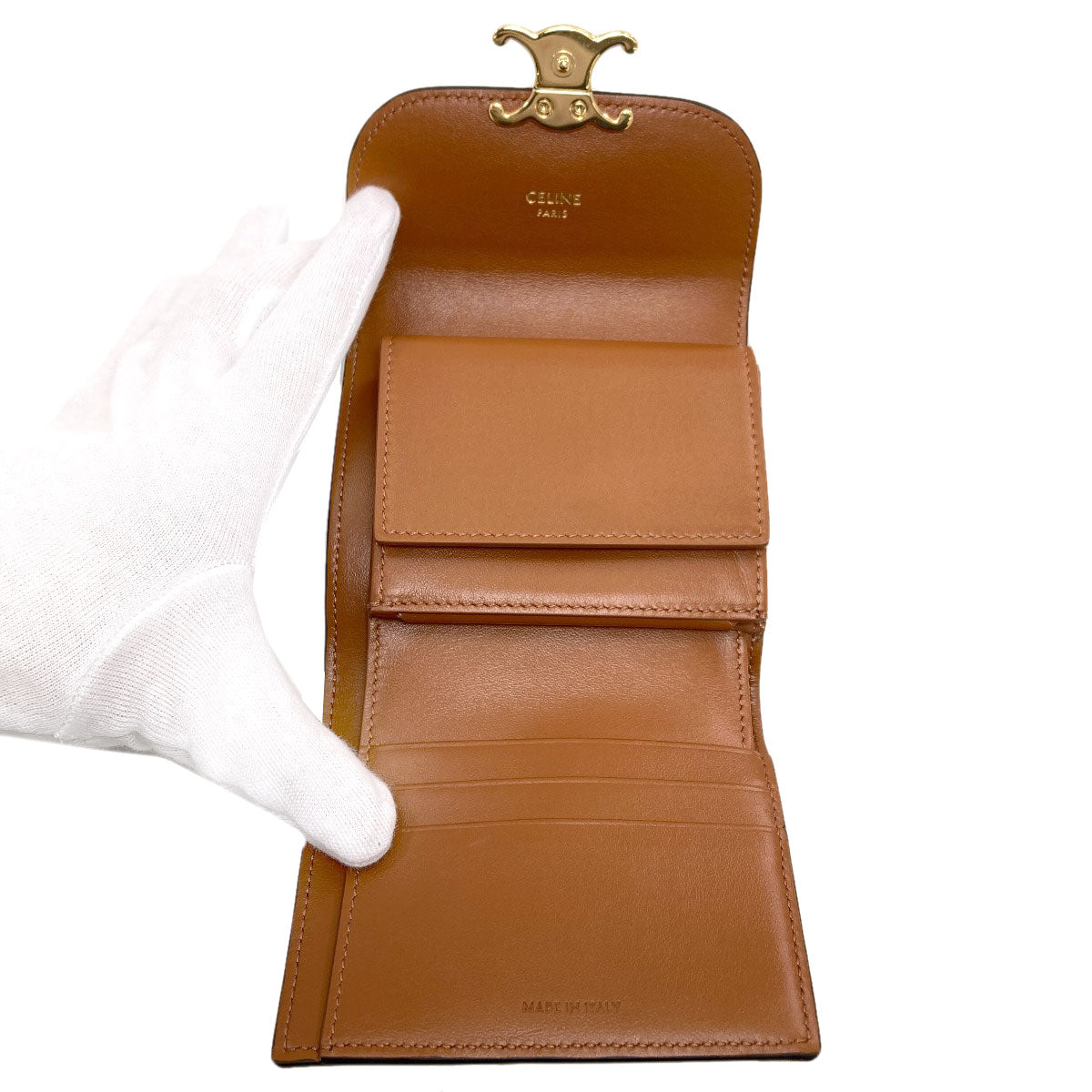 CELINE セリーヌ トリオンフ フラップ 三つ折り 二つ折り財布（小銭入れあり） PVC レディース 中古