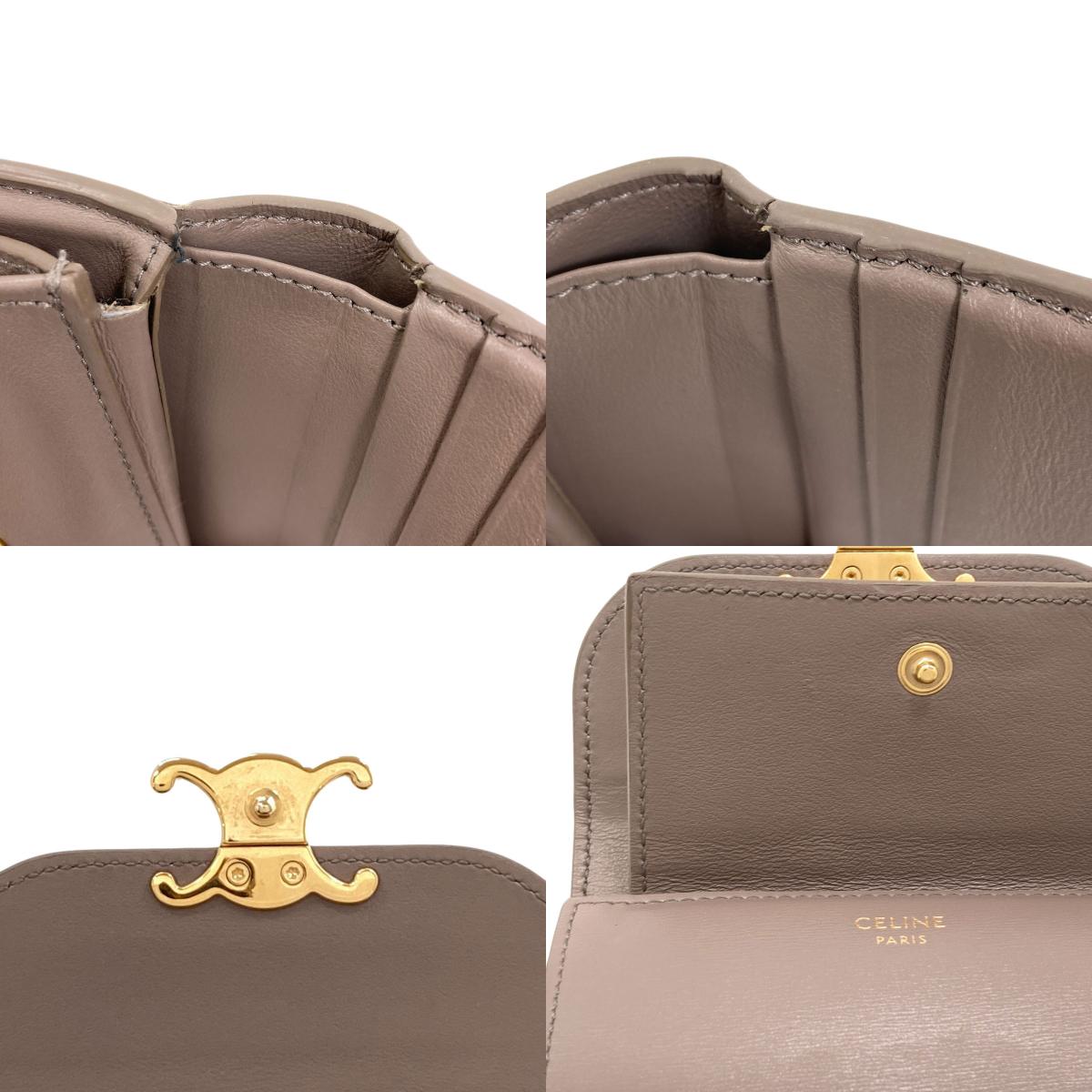 CELINE セリーヌ トリオンフ フラップ 三つ折り 二つ折り財布（小銭入れあり） カーフ レディース 中古