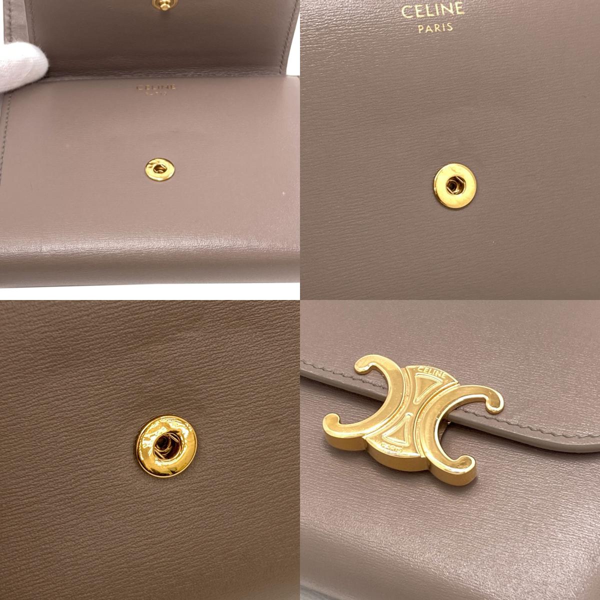 CELINE セリーヌ トリオンフ フラップ 三つ折り 二つ折り財布（小銭入れあり） カーフ レディース 中古